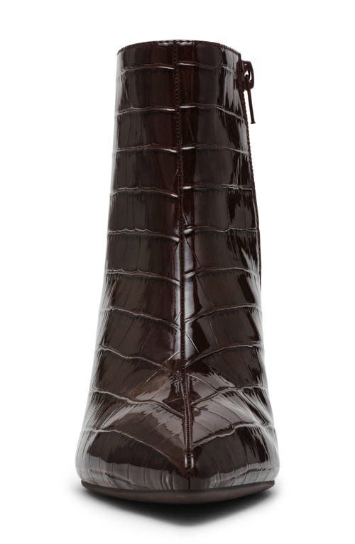 Anne Klein Federica Pointed Toe Bootie In Brown Croc