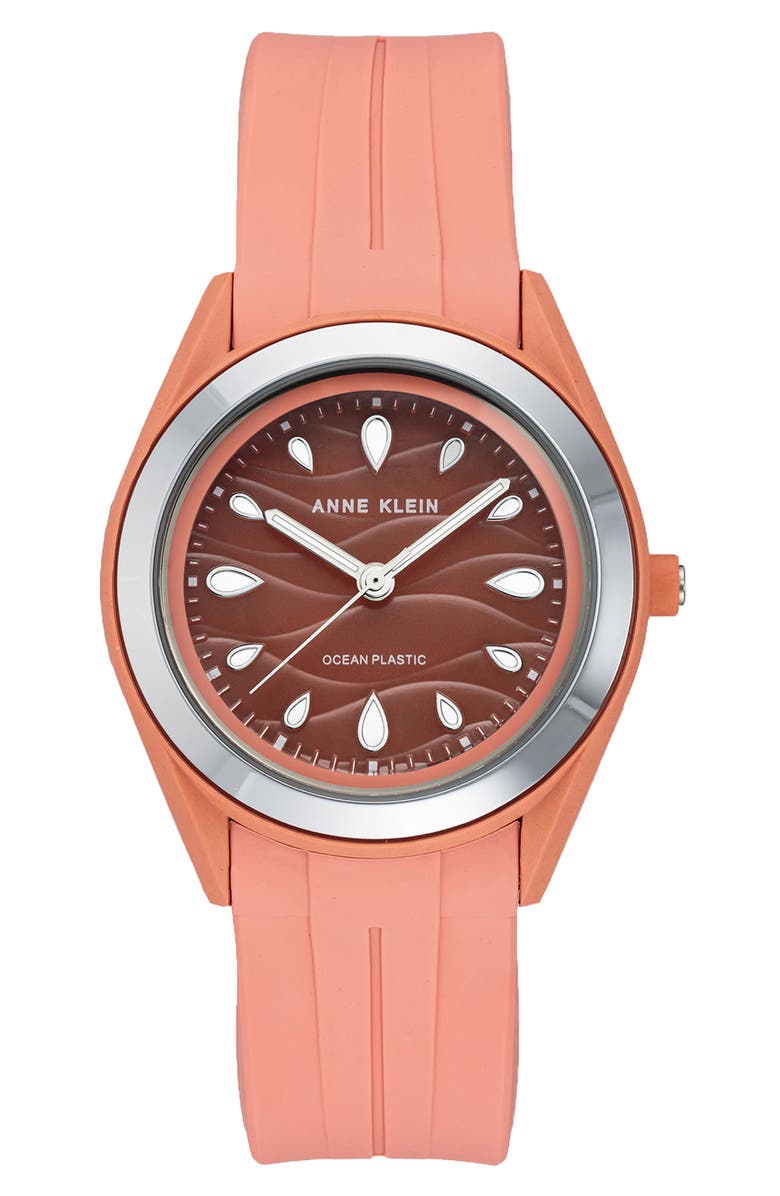 Anne Klein Considered Recycled Ocean Plastic Strap Watch, 38.5mm, Main, color,