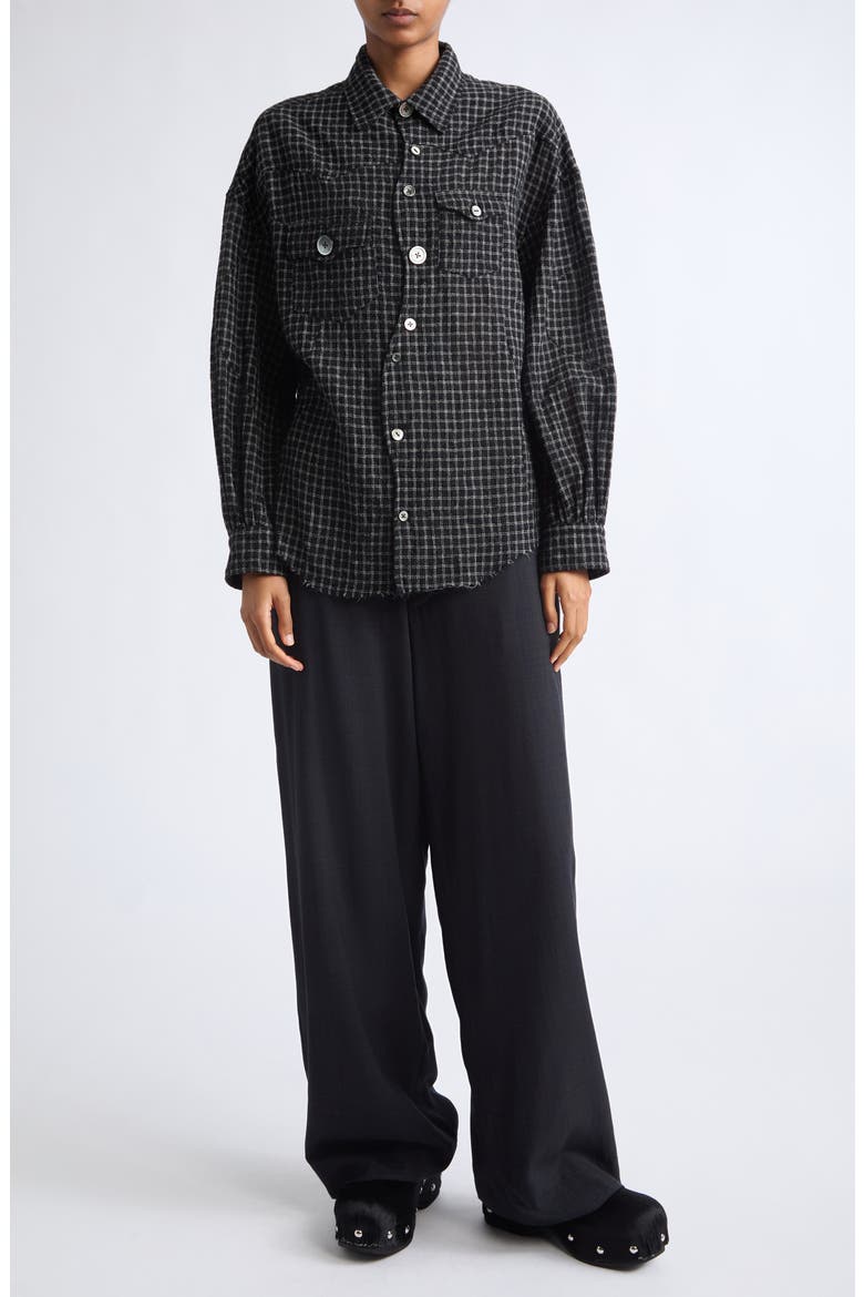 Check Wool Blend Button Up Shirt, Alternate, color, BLACK CHECK