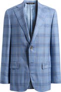 Heritage Gold Light Blue Plaid Wool Sport Coat