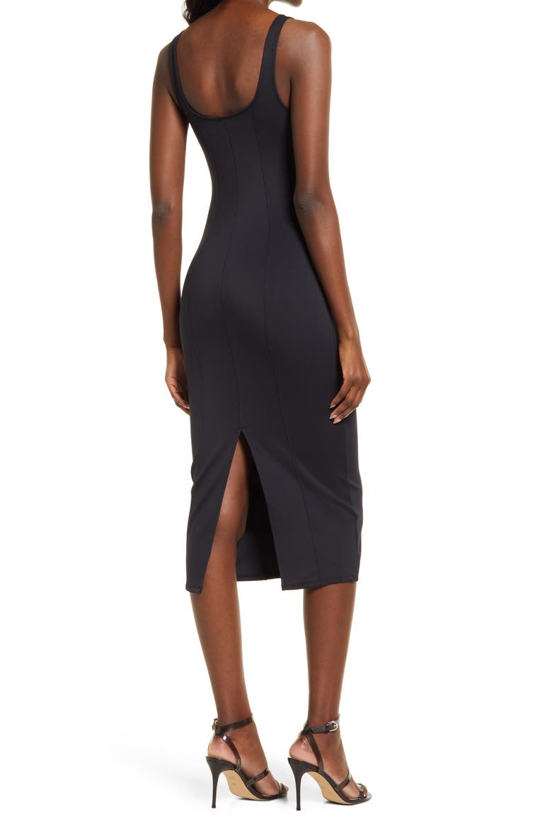 Corset Scuba Midi Dress, Alternate, color, BLACK001