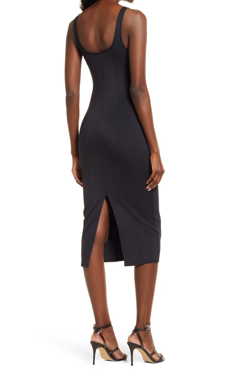 Good American Corset Scuba Midi Dress, Alternate, color,