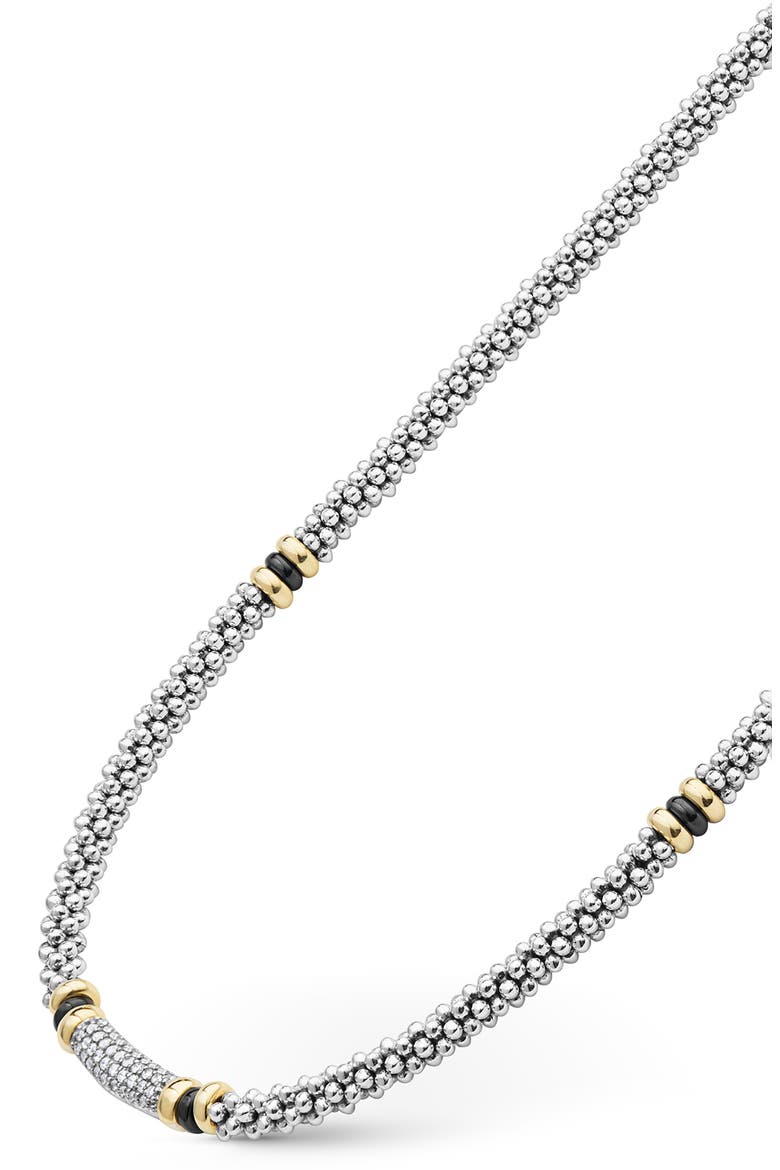 Two-Tone Black Ceramic Caviar Diamond Necklace, Alternate, color, TWO TONE
