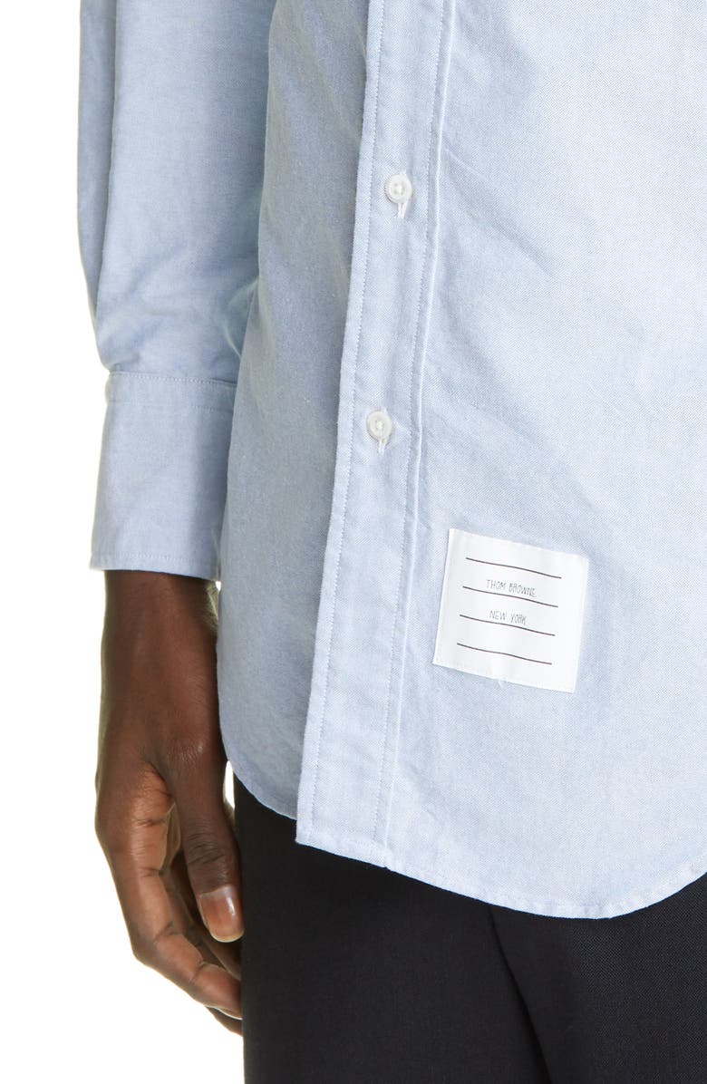 Thom Browne Grosgrain Placket Oxford Button-Down Shirt, Alternate, color, 