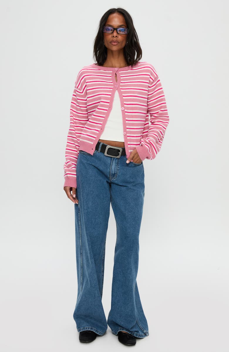 Princess Polly Heavenly Dream Stripe Cardigan, Alternate, color, Pink Stripe