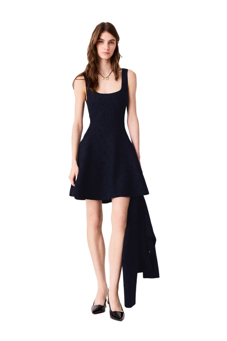 Short jacquard skater dress, Main, color, Navy