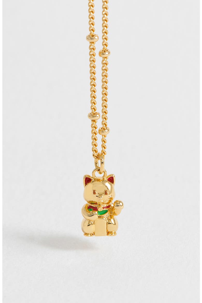 Lucky Cat Pendant Necklace, Alternate, color, GOLD