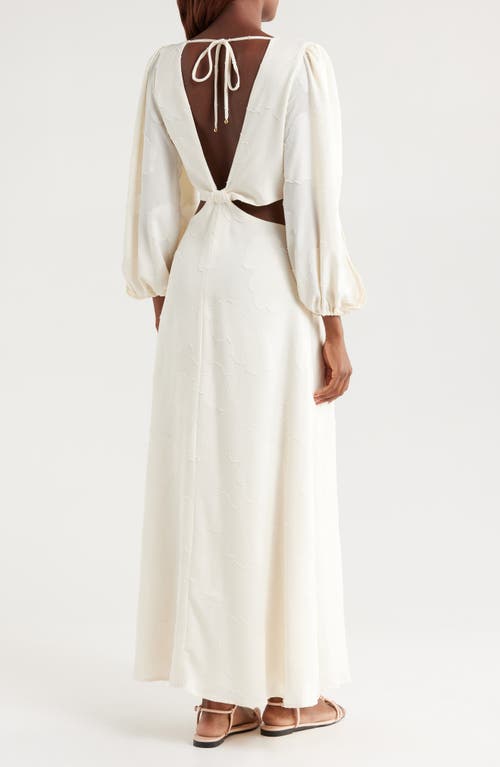 Boamar Bianca Balloon Sleeve Cutout Cover-up Maxi Dress In Off White