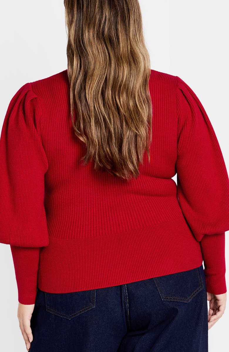 City Chic Jojo Rib Sweater, Alternate, color, Red