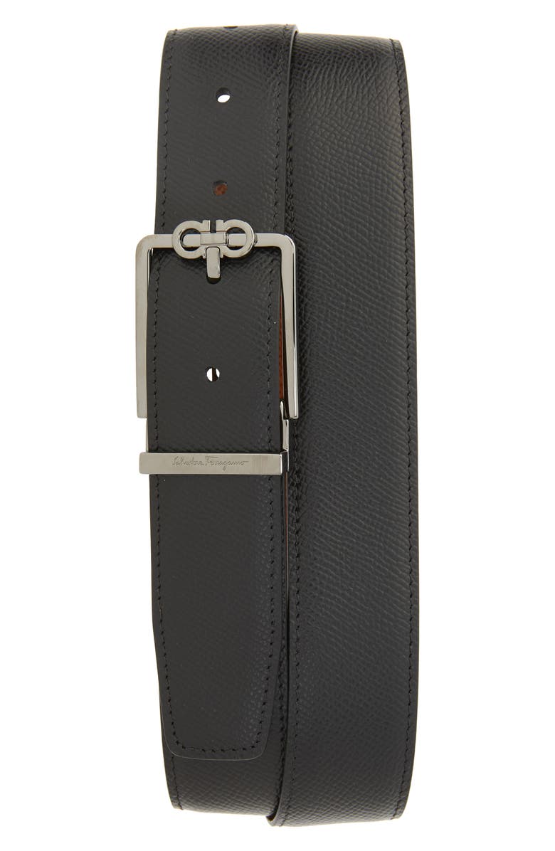 FERRAGAMO Reversible Gancini Leather Dress Belt, Main, color,