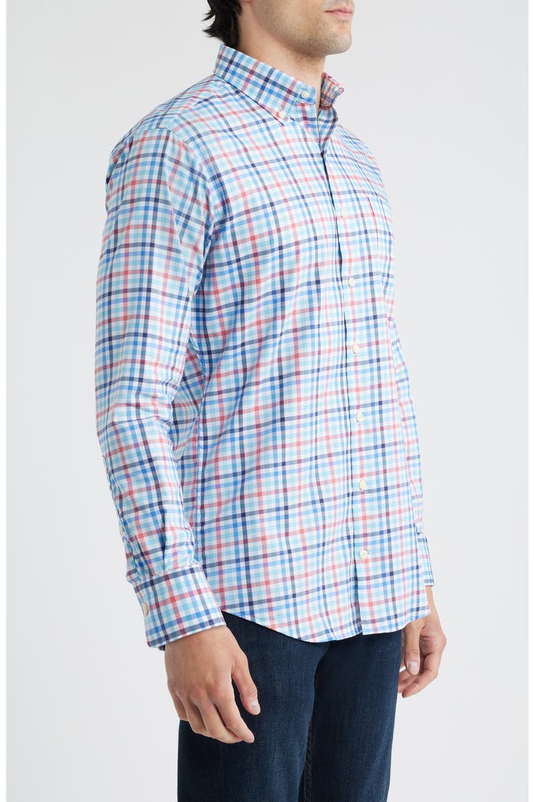 Chambly Crown Lite Check Performance Button-Down Shirt, Alternate, color, SEAPORT BLUE