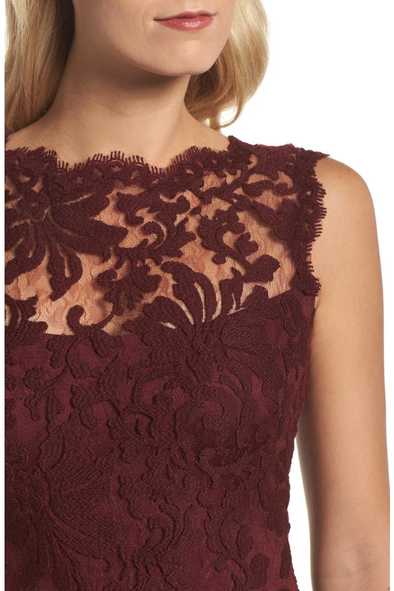 Embroidered Lace Sheath Dress, Alternate, color, AUBURN