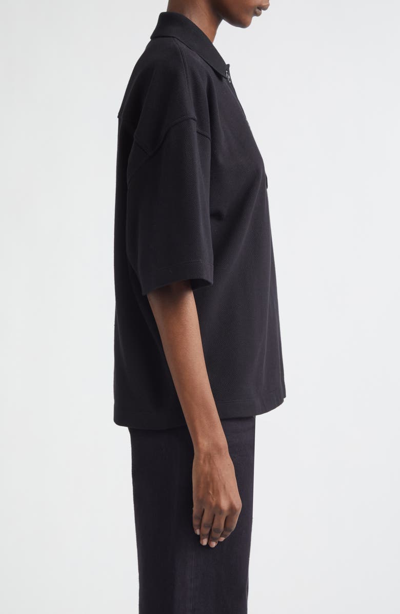 Saint Laurent Embroidered Cotton Piqué Polo, Alternate, color, Noir