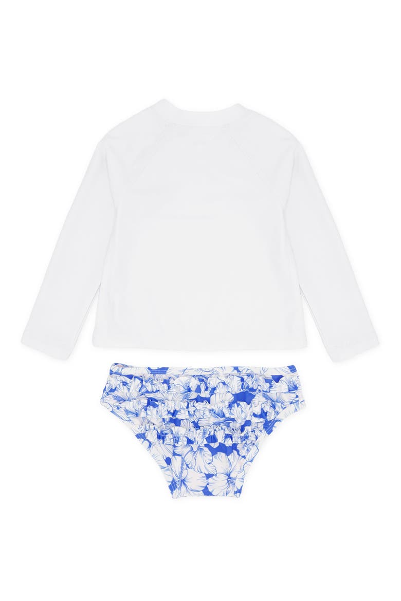 Kids' Ruffle Long Sleeve Two-Piece Rashguard Swimsuit, Alternate, color, MARINA BLUE