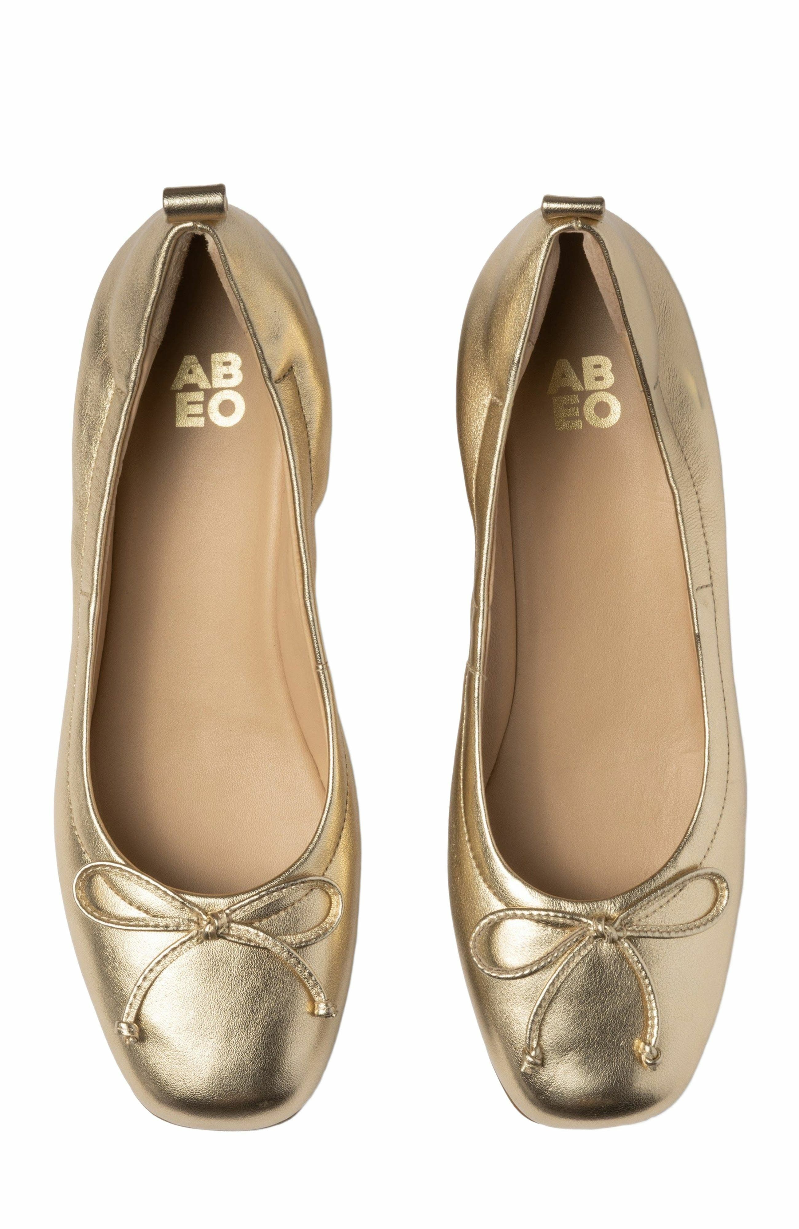 ABEO Cadence Bow Ballet Flat, Alternate, color, Light Gold - Metatarsal