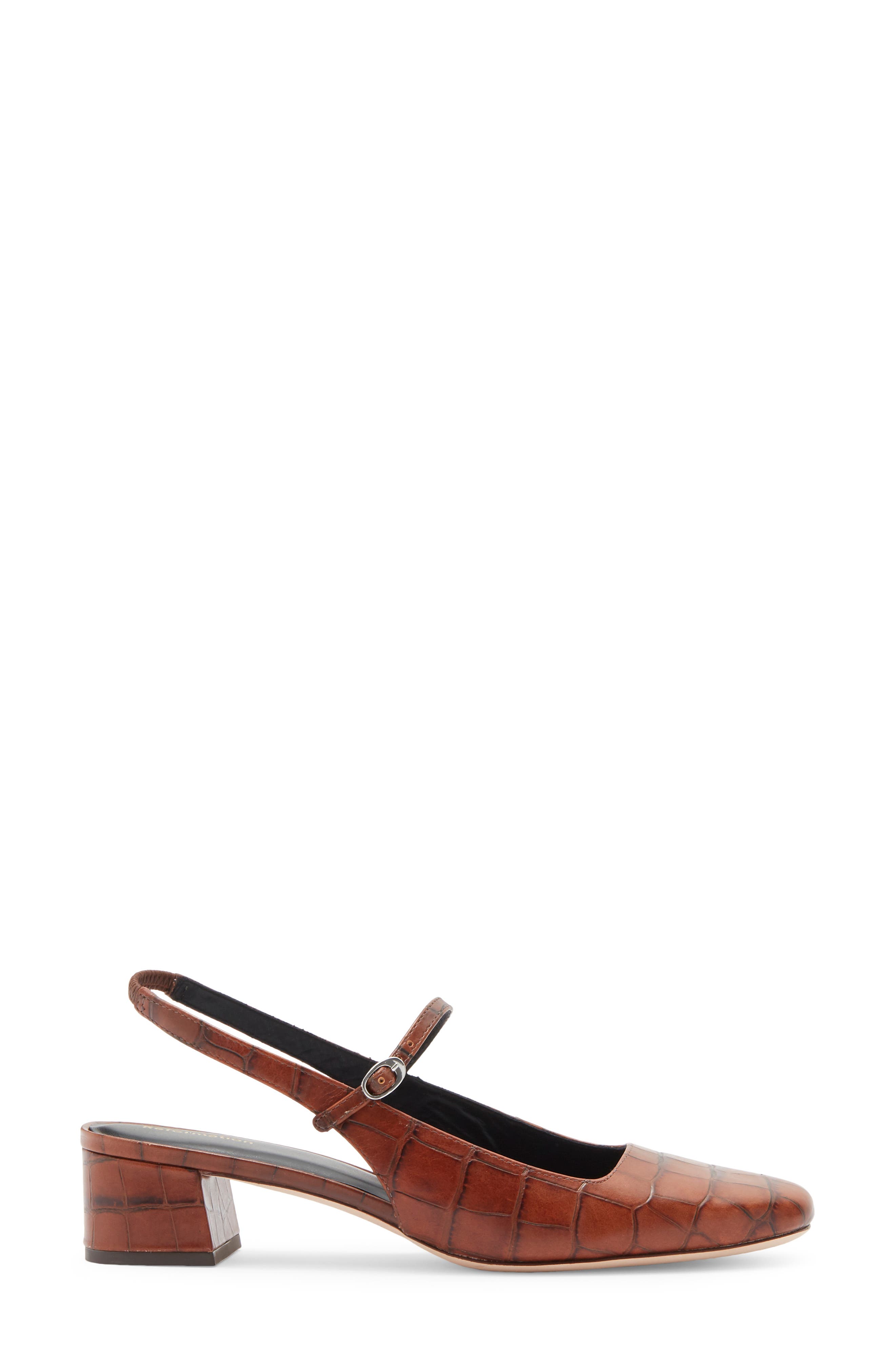 Maddox Croc Embossed Leather Slingback Pump, Alternate, color, BROWN CROC-EFFECT