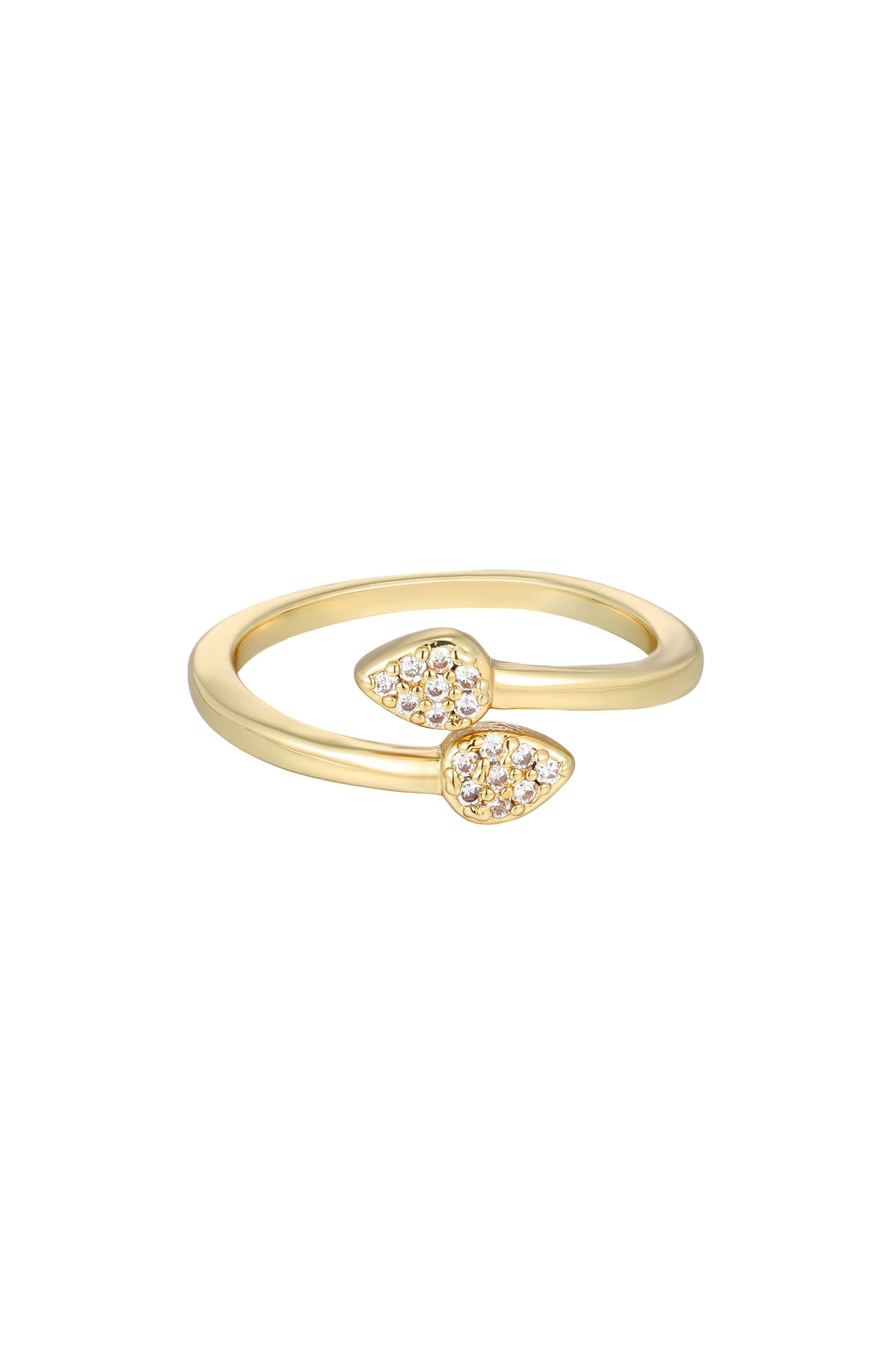 Adornia 14K Gold Plated Cubic Zirconia Bypass Ring