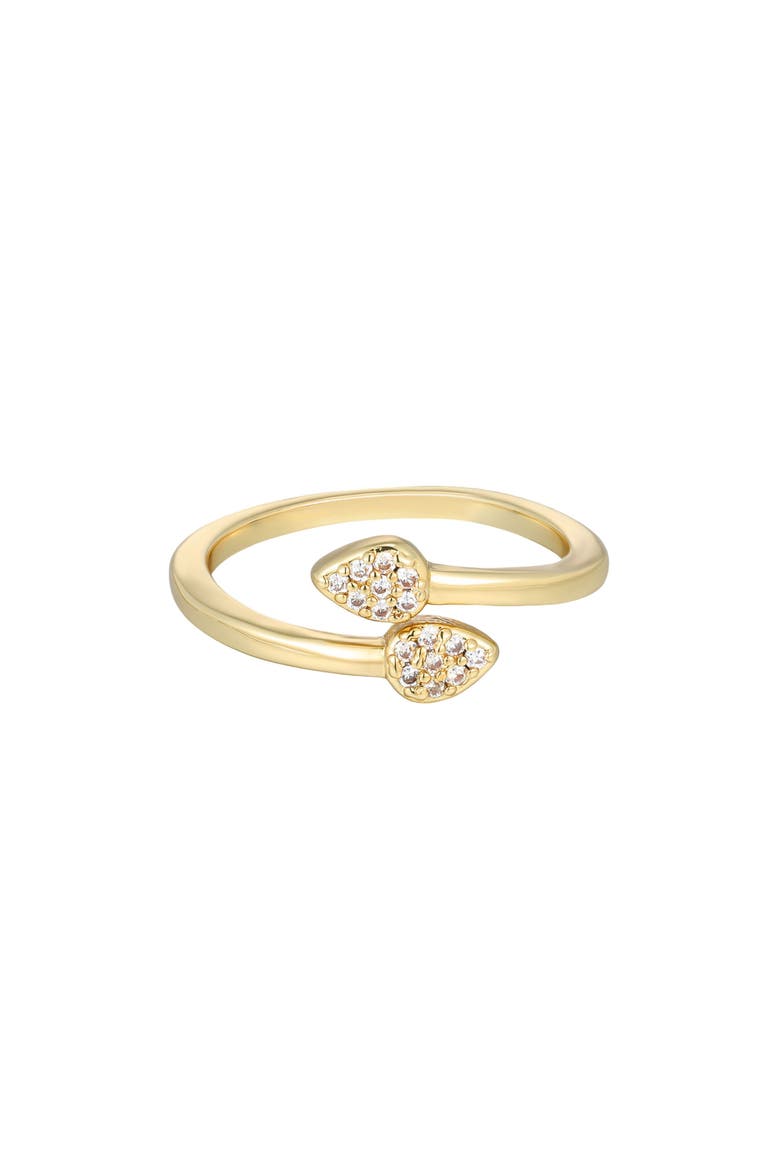 14K Gold Plated Cubic Zirconia Bypass Ring, Main, color, GOLD