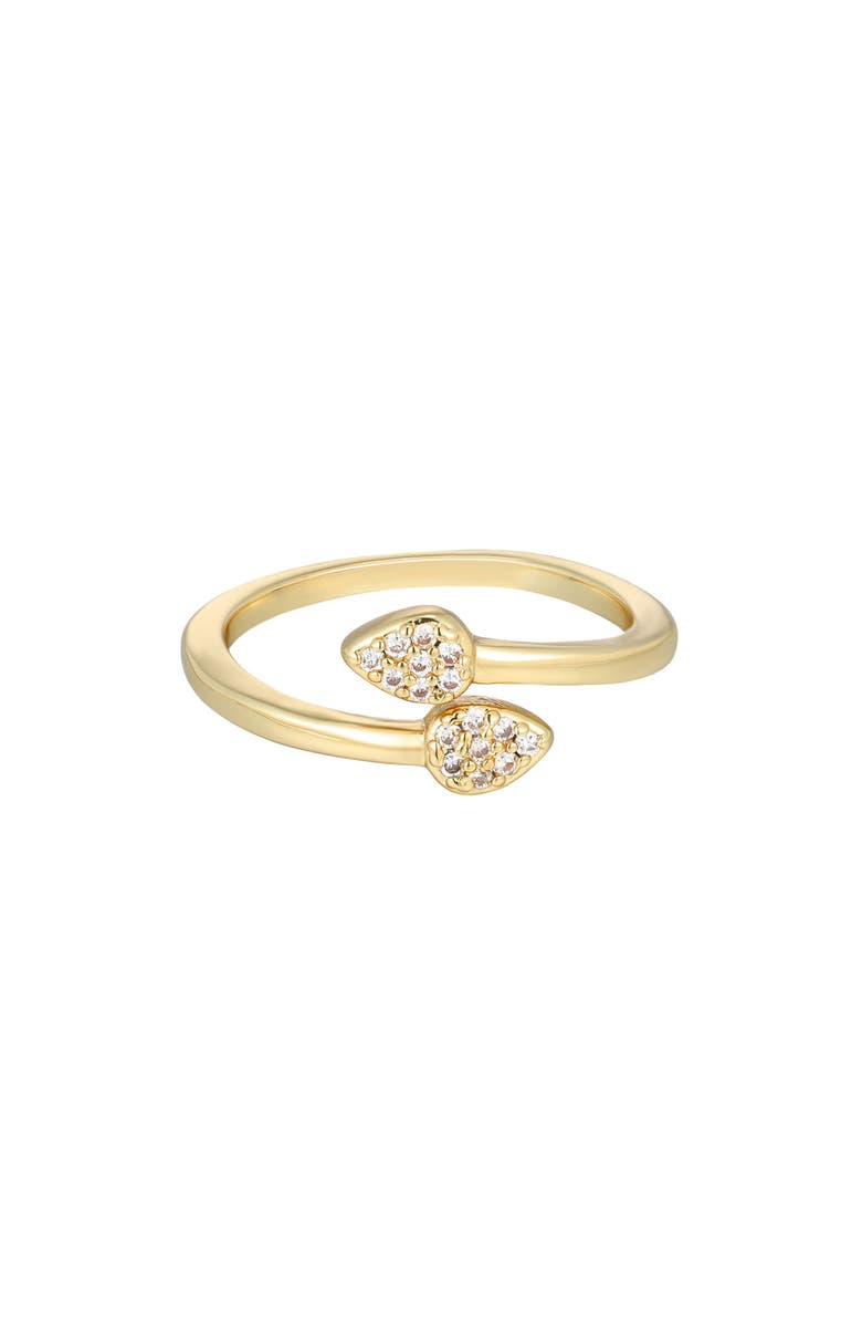 Adornia 14K Gold Plated Cubic Zirconia Bypass Ring, Main, color, Gold