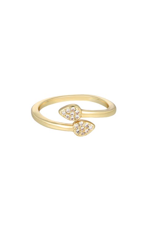 14K Gold Plated Cubic Zirconia Bypass Ring