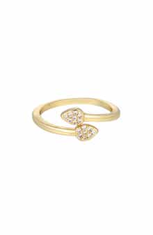 Adornia 14K Gold Plated Cubic Zirconia Bypass Ring