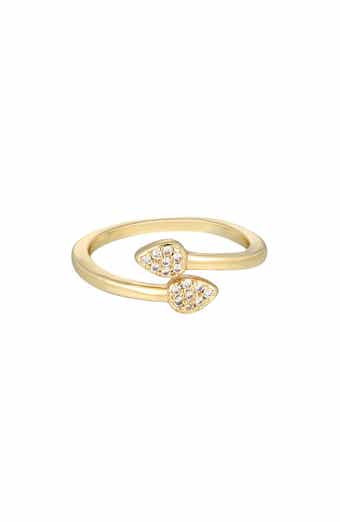 14K Gold Plated Cubic Zirconia Bypass Ring