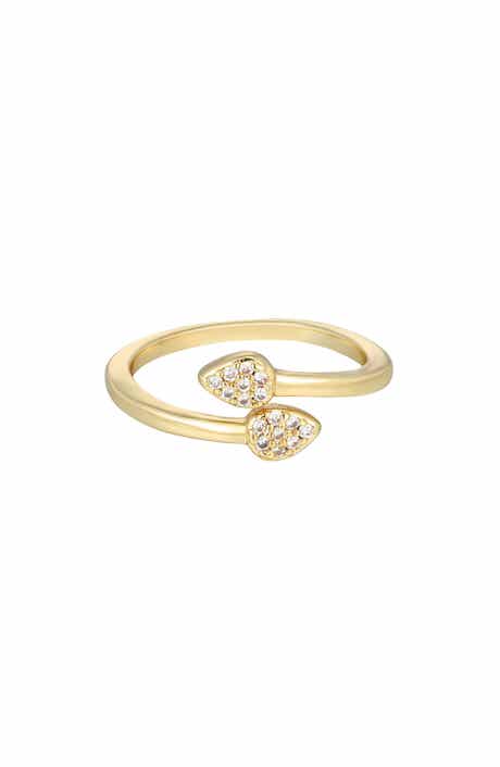 Adornia 14K Gold Plated Cubic Zirconia Bypass Ring