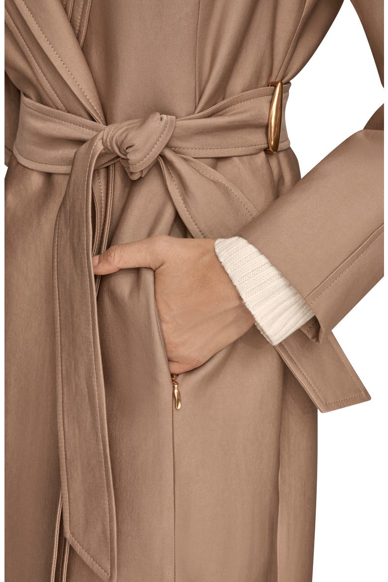 Double Collar Cotton Blend Trench Coat, Alternate, color, KHAKI