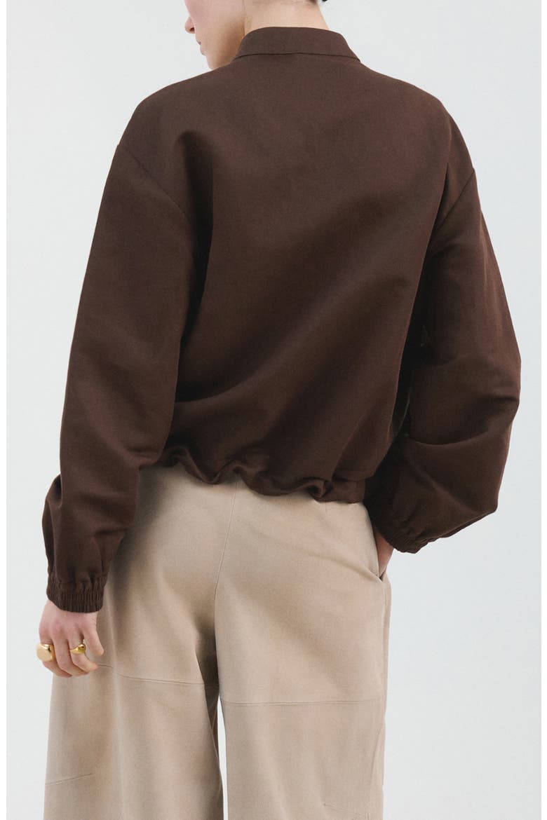 Linen & Cotton Bomber Jacket, Alternate, color, CHOCOLATE