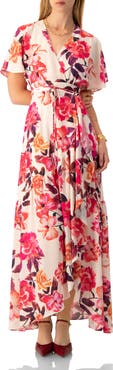 IVONNE Crossed V-Neck Wrap Floral Maxi Dress