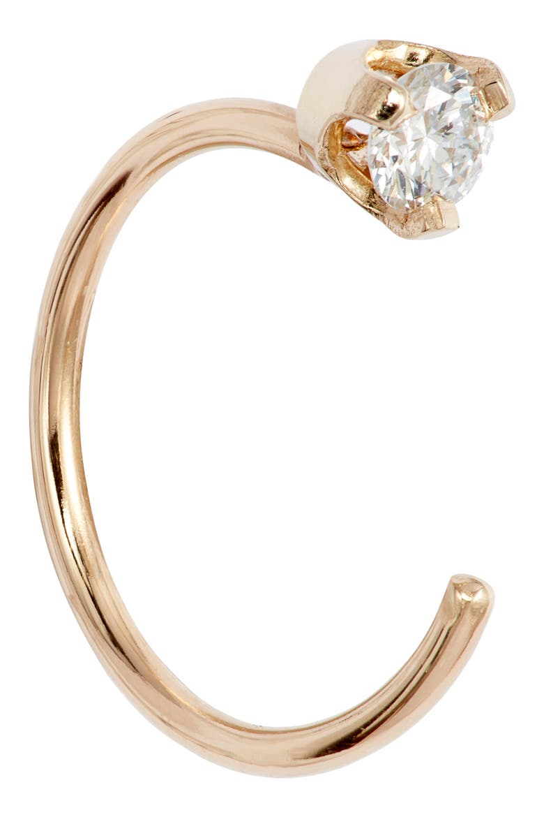 Single Diamond Open Hoop Earring, Alternate, color, D.05 14KYG