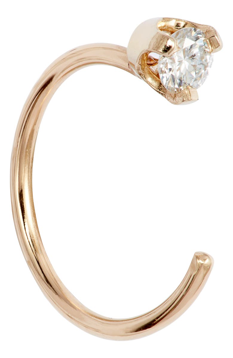 Zoë Chicco Single Diamond Open Hoop Earring, Alternate, color,
