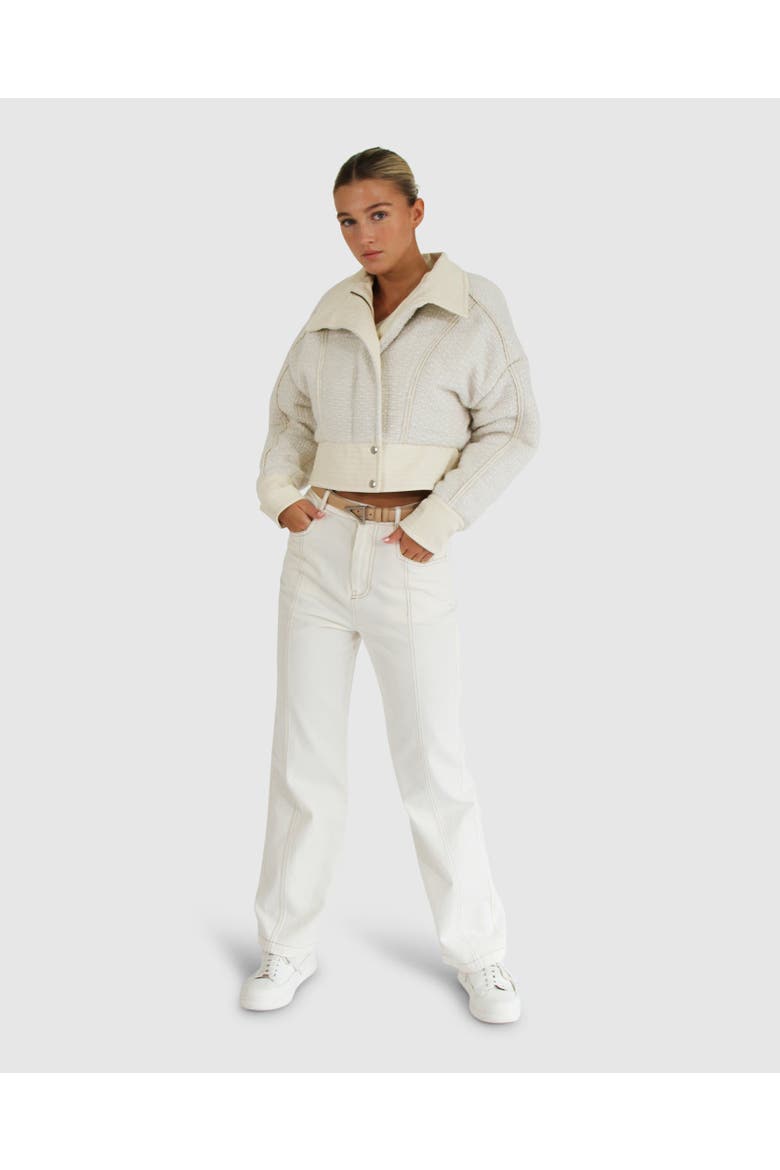 Mad Love Cropped Bomber Jacket, Alternate, color, Cream