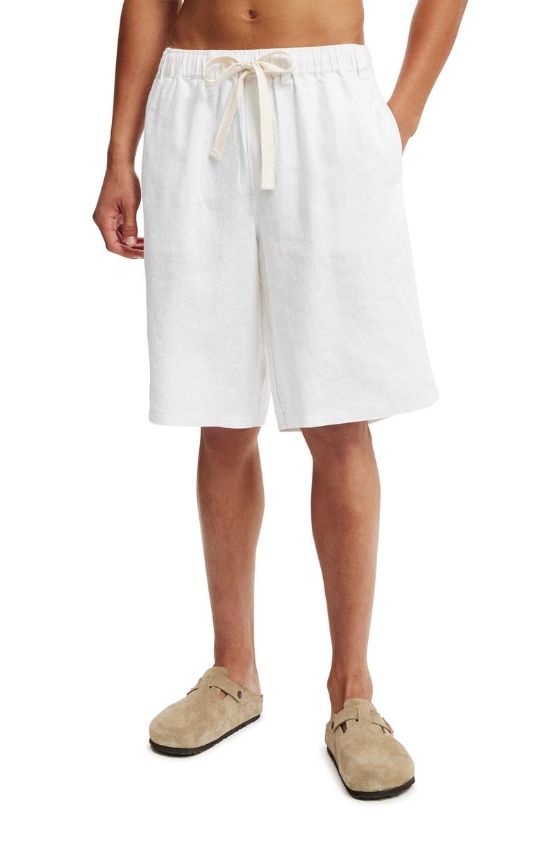 Cotton On Men's Baggy Linen Short, Main, color, White