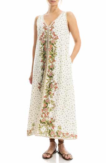 Border Print Sleeveless Maxi Dress