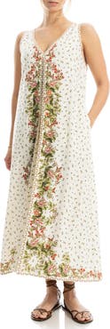 MAX STUDIO Border Print Sleeveless Maxi Dress