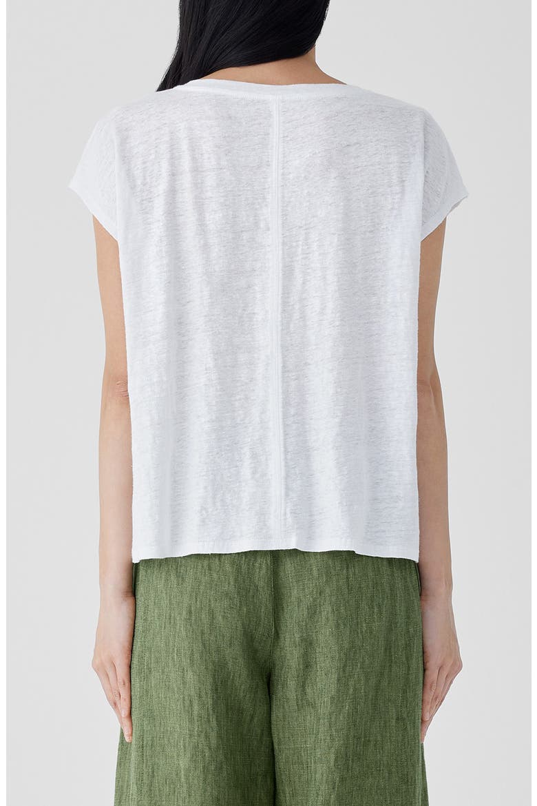 V-Neck Organic Linen T-Shirt, Alternate, color, WHITE