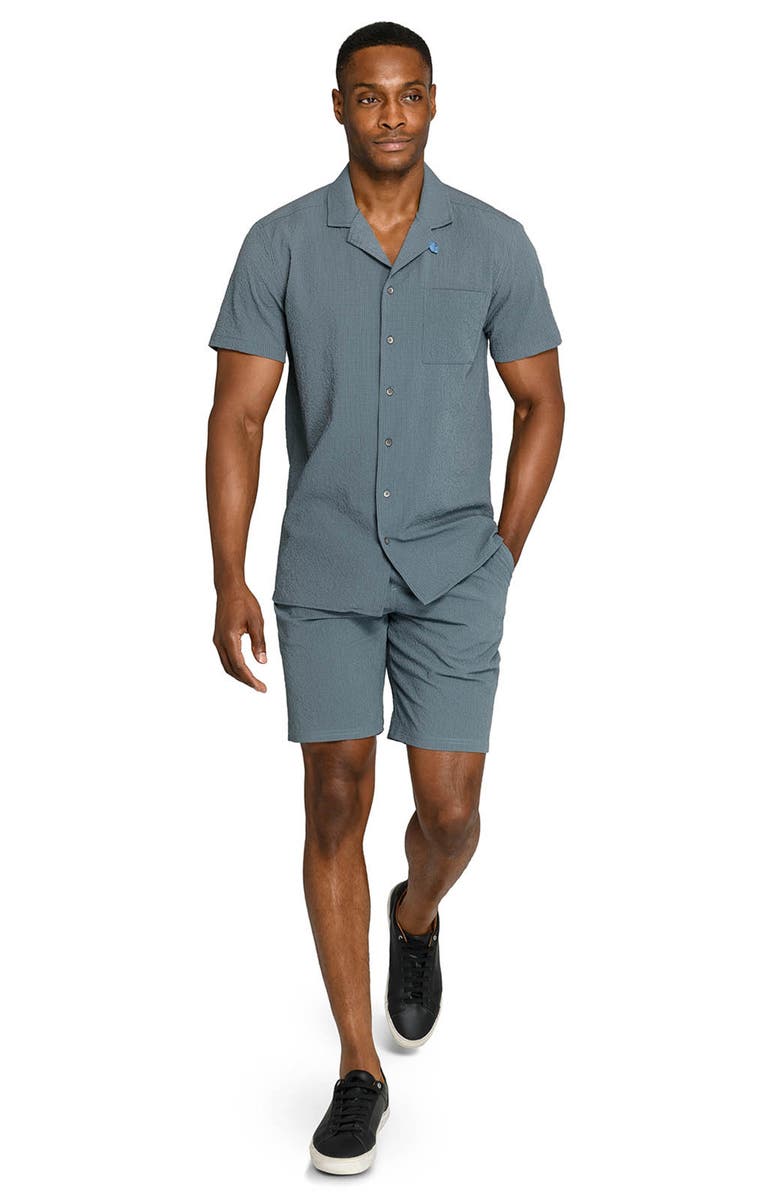 W.R.K Crinkle Short Sleeve Button-Up Camp Shirt, Alternate, color, Blue