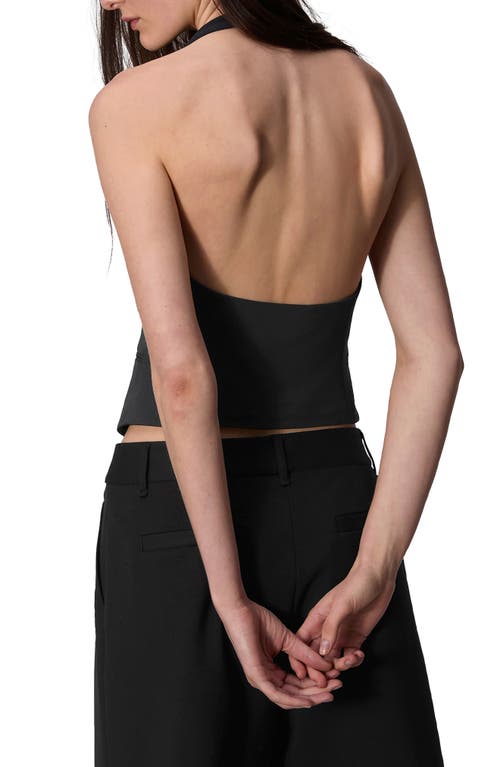 Rag & Bone Ethel Cropped Halterneck Stretch-woven Gilet In Black