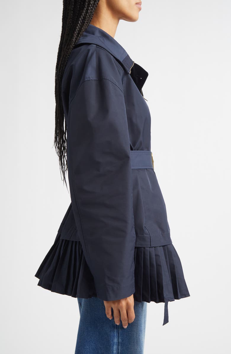 Ulla Johnson Lison Belted Jacket with Pleated Hem, Alternate, color, Midnight