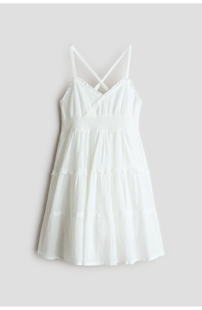 H&M Tiered Cotton Dress, Main, color, White
