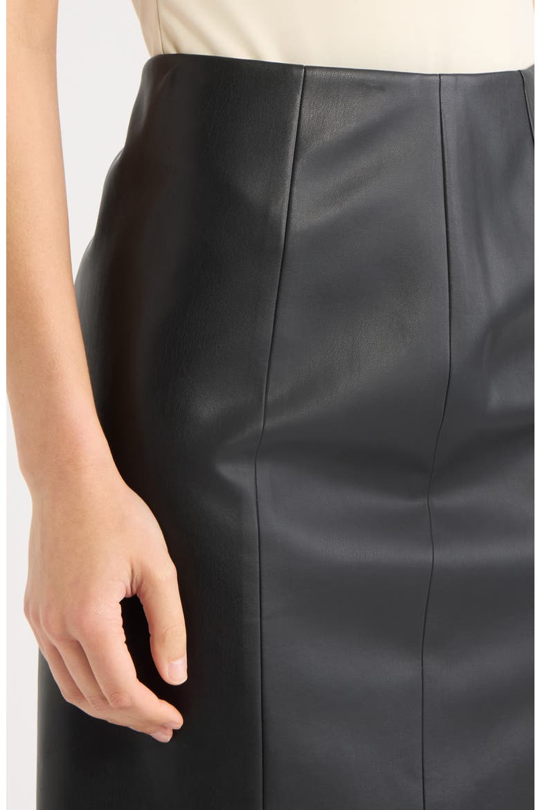 Faux Leather Pencil Skirt, Alternate, color, BLACK