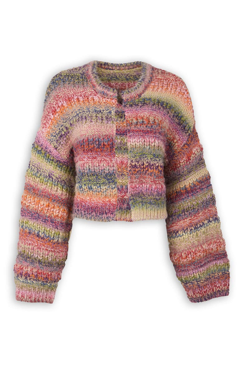 Rainbow Stripe Crop Cardigan, Alternate, color, PINK MULTI