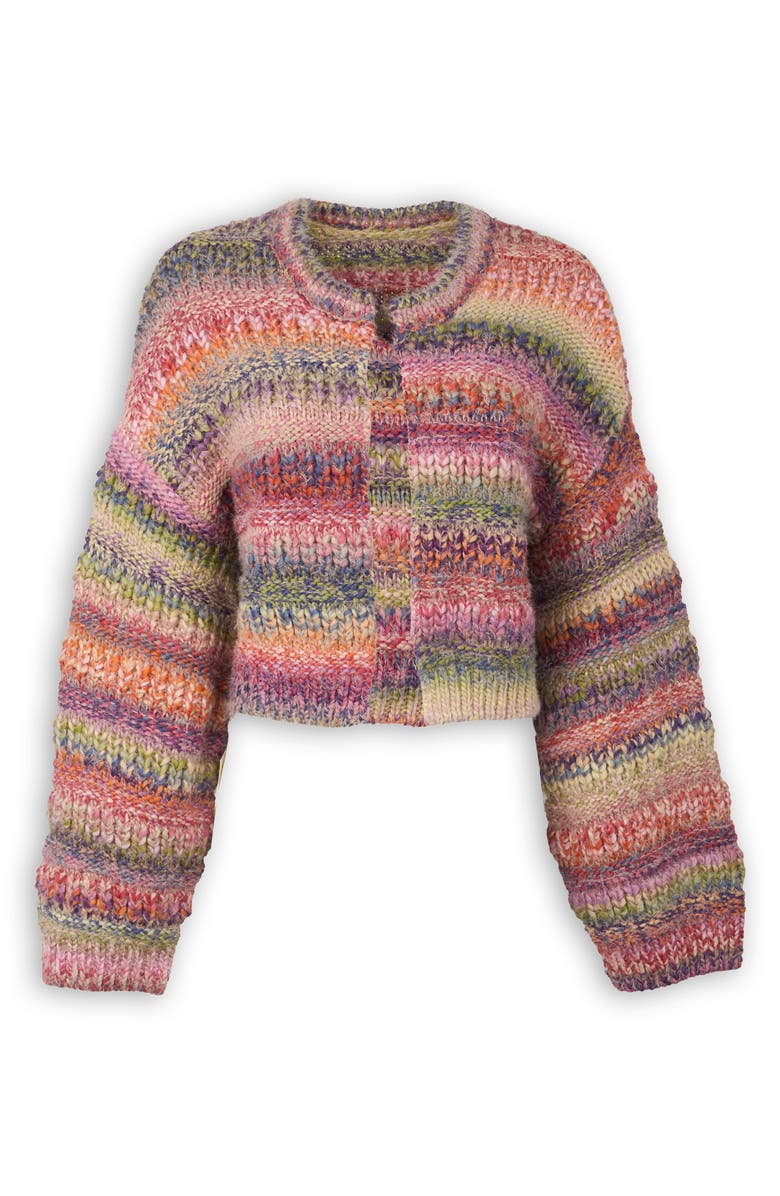 SAACHI Rainbow Stripe Crop Cardigan, Alternate, color, Pink Multi