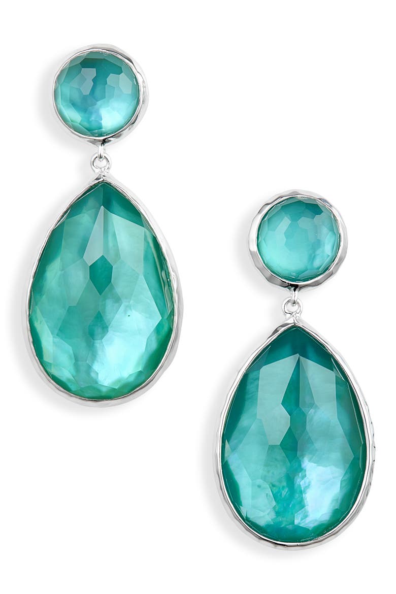 Wonderland Teardrop Earrings, Main, color, SILVER/ DENIM