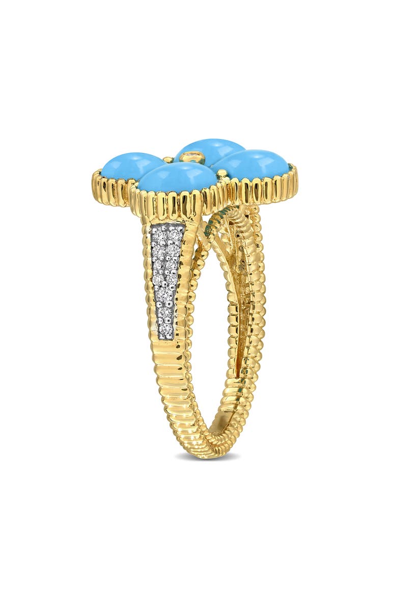 Lab Created Pink Opal Flower Ring, Alternate, color, TURQUOISE