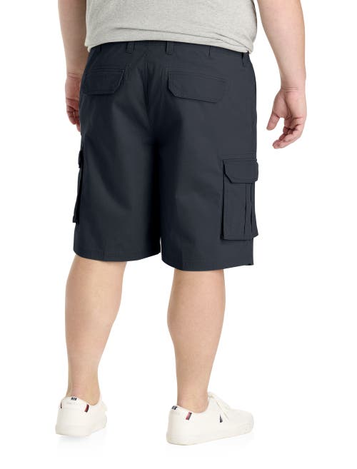 True Nation By Dxl Big & Tall Stretch Ripstop Cargo Shorts In Black