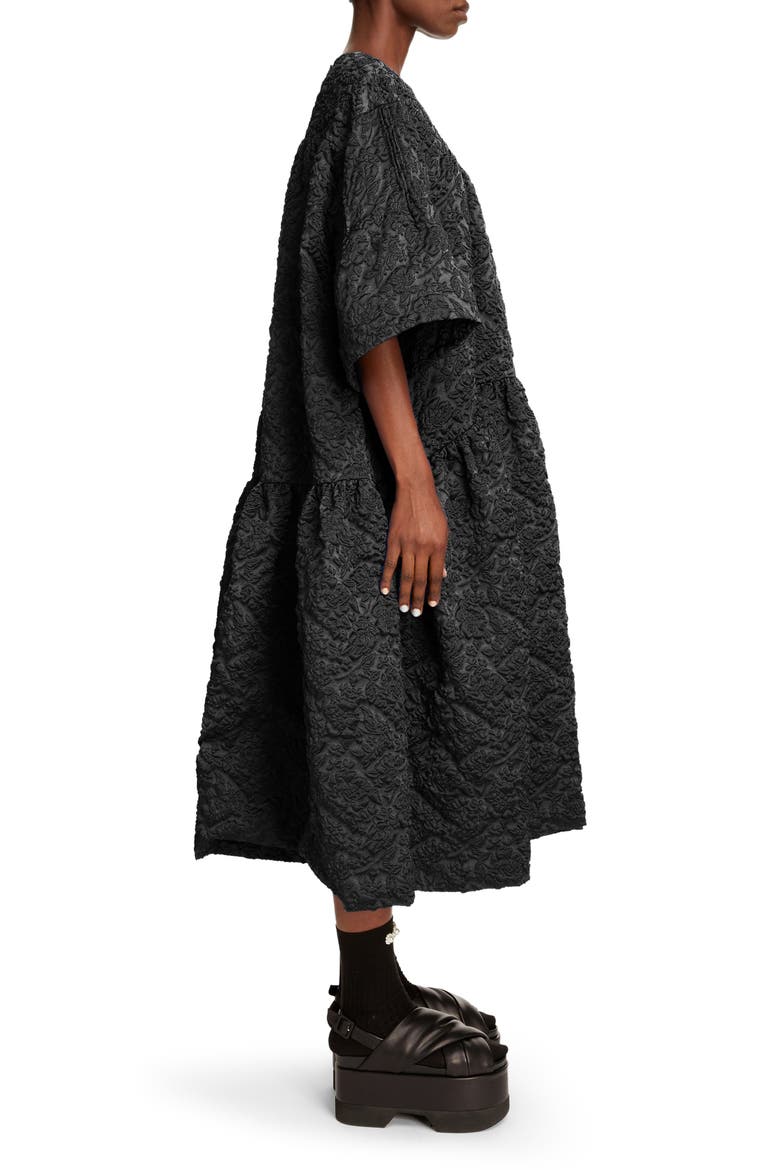 Cloqué Midi Dress, Alternate, color, BLACK