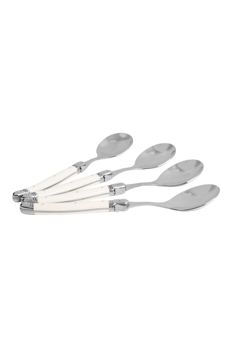 Set of 4 Soup Spoons, Alternate, color, FAUX IVORY