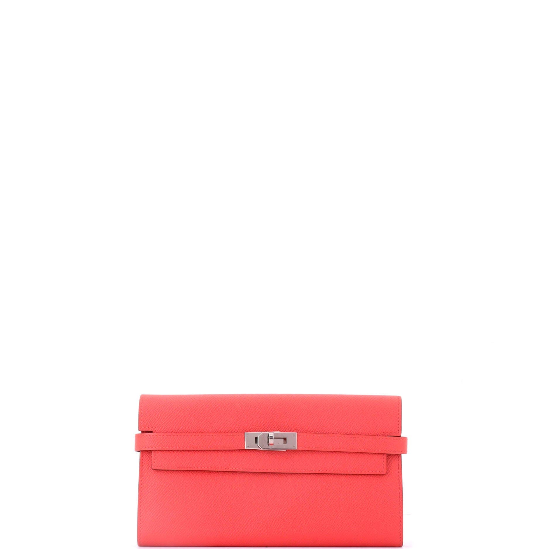 Pre-Owned Hermes Kelly Wallet Epsom Long, Main, color, Rouge Pivoine